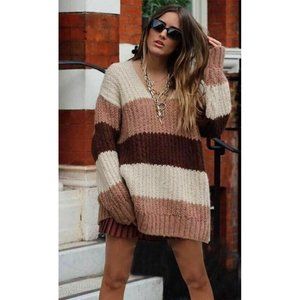 Zara Oversized Loose Fit Striped Sweater S
